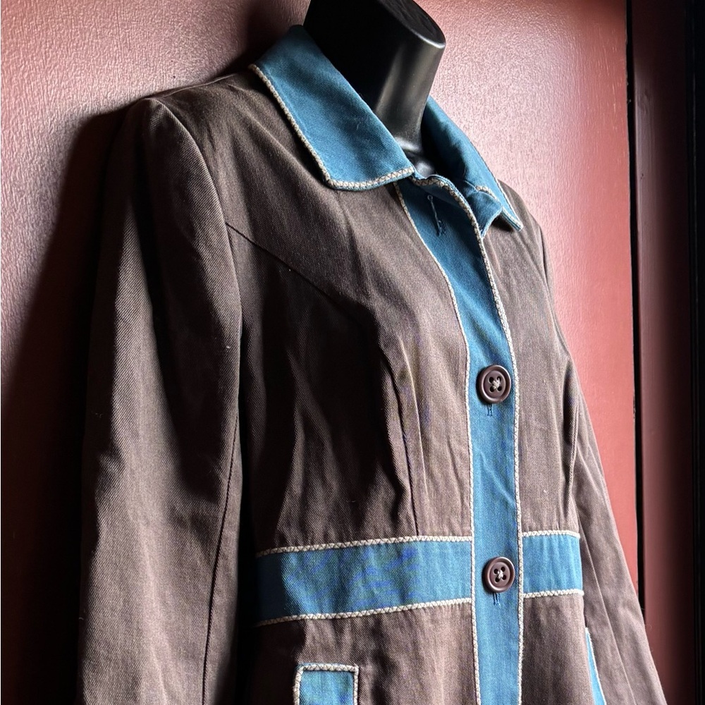 Boden Brown and Blue Trench Coat
